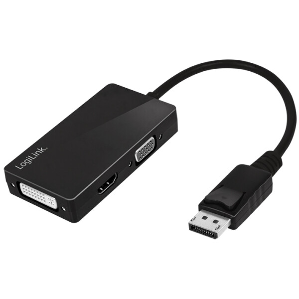 LogiLink 4K DisplayPort auf DVI HDMI VGA Adapter, schwarz