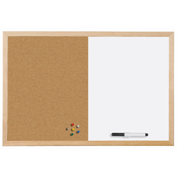 Bi-Office Kombitafel mit Holzrahmen, (B)900 x (H)600 mm