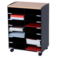 PAPERFLOW Rollwagen, 2 Fächer, grau buche