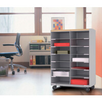 PAPERFLOW Rollwagen, 2 Fächer, grau buche