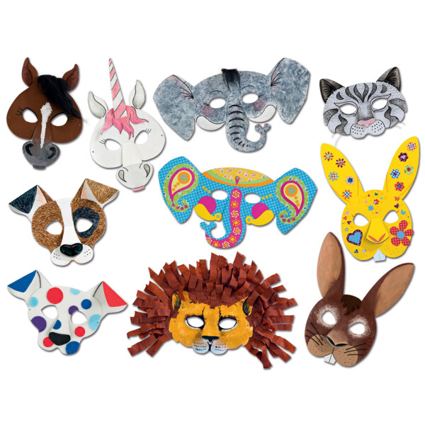folia Kindermasken "Tiere", aus Pappe, 6 Motive sortiert