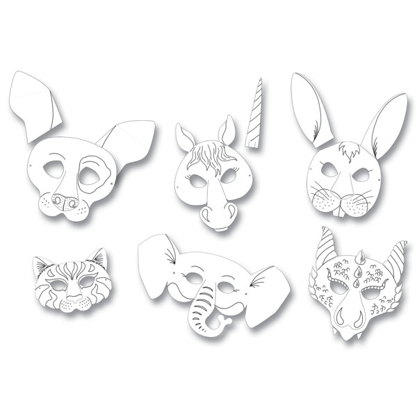 folia Kindermasken "Tiere", aus Pappe, 6 Motive sortiert