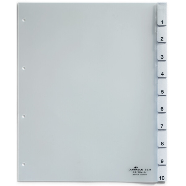 DURABLE Kunststoff-Register, A4, 10-teilig, transparent