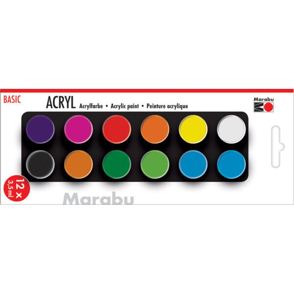 Marabu Acrylfarben-Set "BASIC", 6 x 3,5 ml