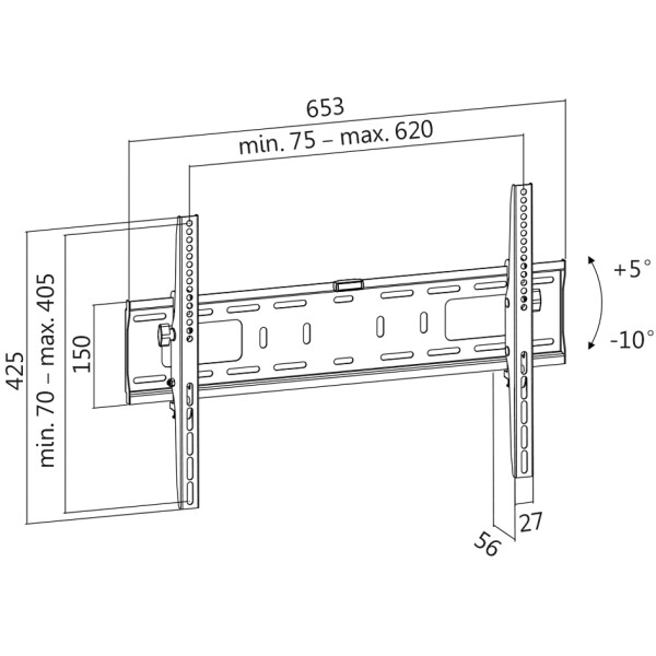 LogiLink TV-Wandhalterung, neigbar, für 96,98 - 177,8 cm