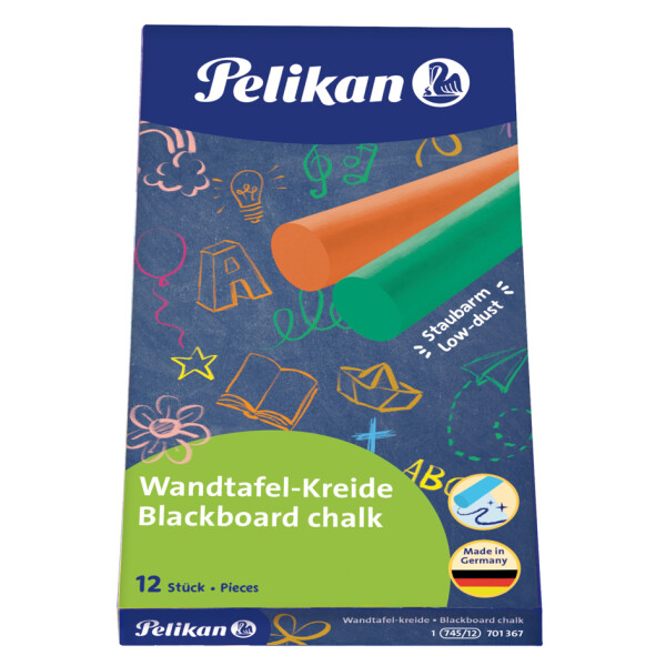 Pelikan Wandtafelkreide 745 12, farbig, Kartonetui