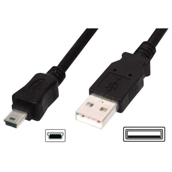 DIGITUS USB 2.0 Anschlusskabel, USB-A - Mini USB-B, 1,0 m