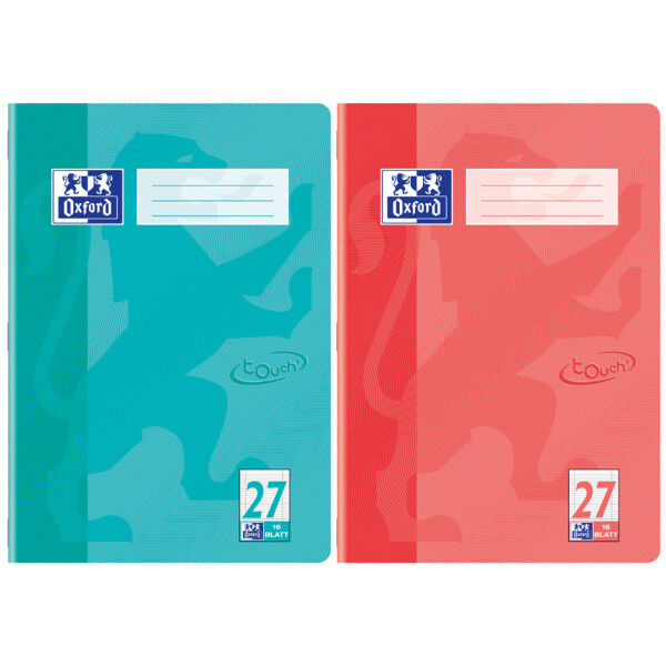 Oxford Schulheft "Touch", DIN A4, Lineatur 27, aqua