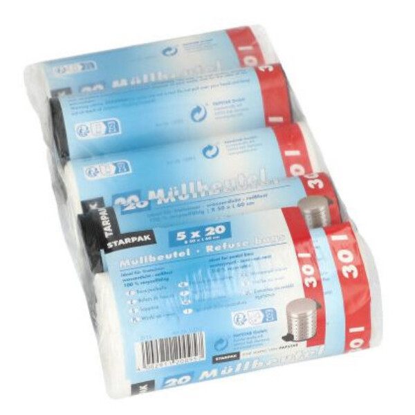 STARPAK Mülleimerbeutel HDPE, 60 Liter, weiß