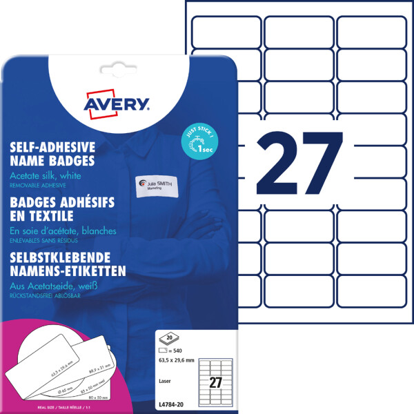 AVERY Zweckform Namensetiketten, 63,5 x 29,6 mm, weiß