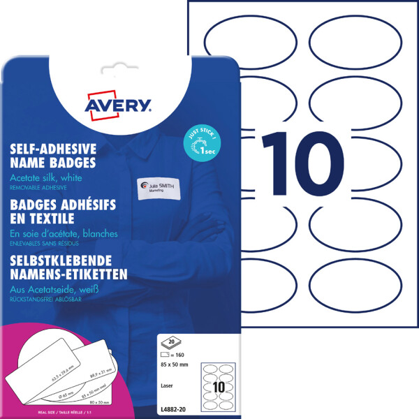 AVERY Zweckform Namensetiketten, 63,5 x 29,6 mm, weiß