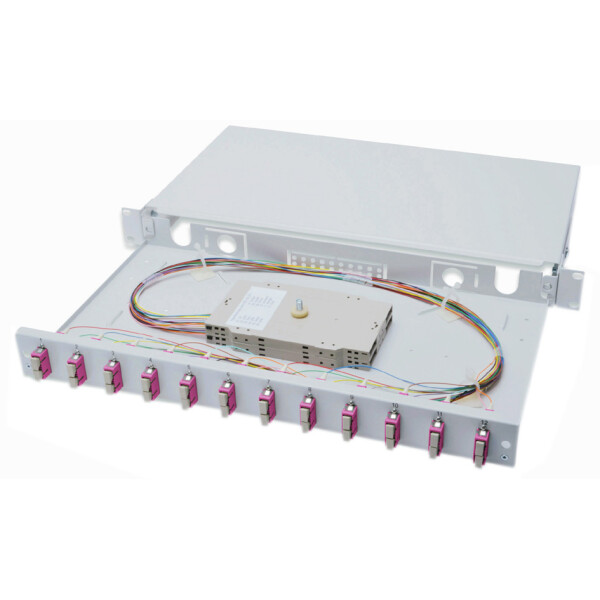 DIGITUS 19" Glasfaser LWL Spleißbox, OM4, bestückt, 12 x SC