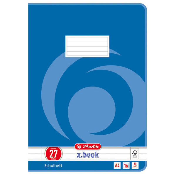 herlitz Schulheft x.book, DIN A4, Lineatur 25 liniert