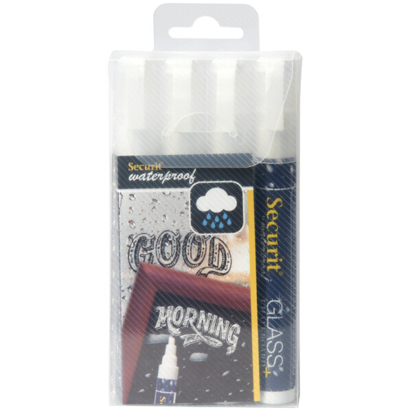 Securit Kreidemarker WATERPROOF MEDIUM, 4er Etui