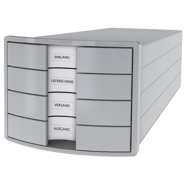 HAN Schubladenbox IMPULS 2.0, 4 Schübe, lichtgrau blau