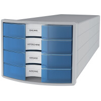 HAN Schubladenbox IMPULS 2.0, 4 Schübe, lichtgrau blau