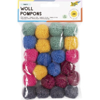 folia Woll-Pompons "Elegance", 24 Stück, farbig sortiert
