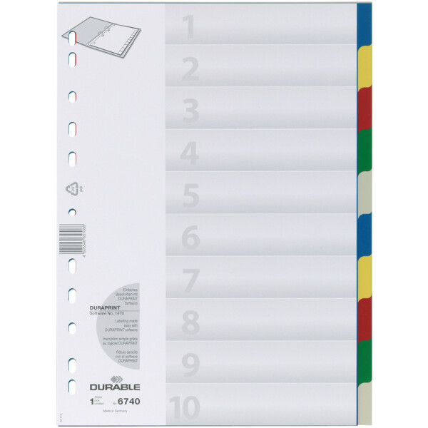 DURABLE Kunststoff-Register, A4, PP, 20-teilig