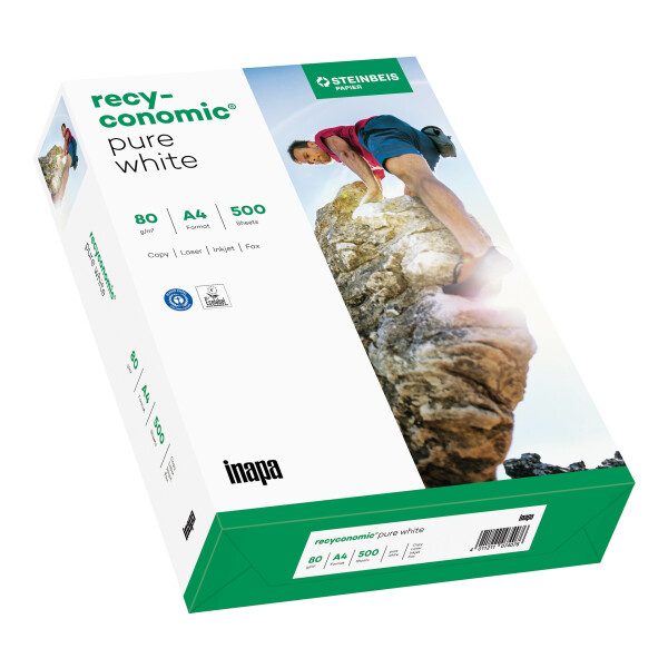 RECYCONOMIC Pure Recyclingpapier Naturweiß A4 80g - 1 Palette (100.000 Blatt)
