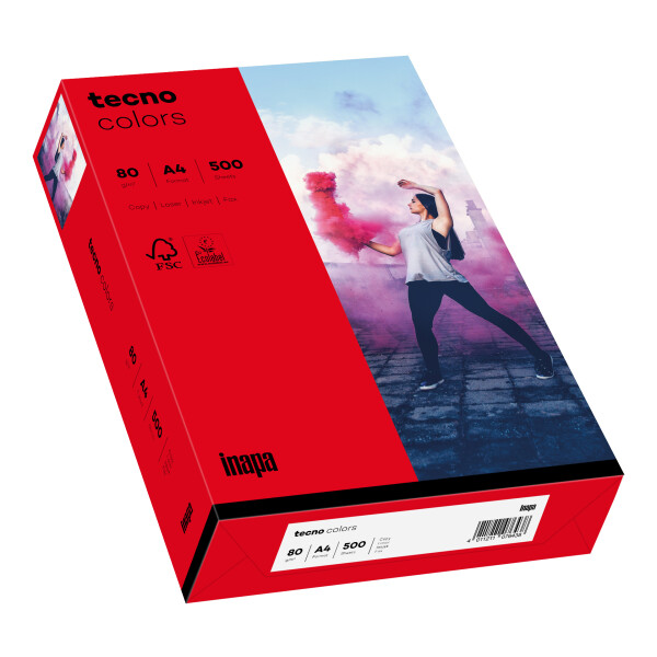 tecno colors intensivrot Kopierpapier A4 80g/m2 - 1 Palette (100.000 Blatt)
