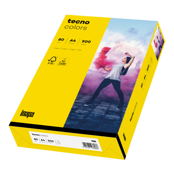 tecno colors intensivgelb Kopierpapier A4 80g/m2 - 1 Palette (100.000 Blatt)