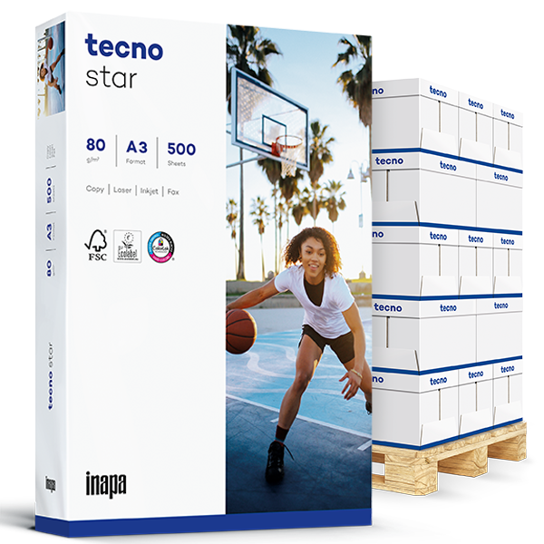 TECNO Star Businesspapier weiß A3 80g - 1 Palette (50.000 Blatt)