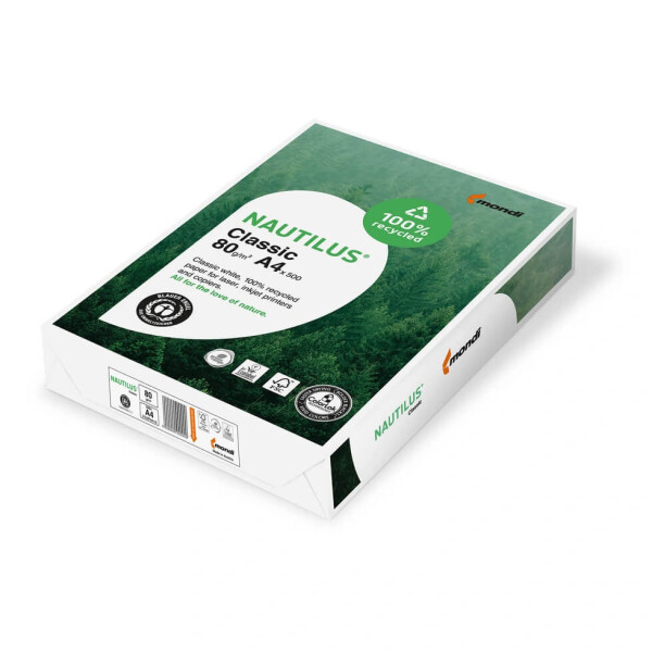 NAUTILUS Classic Recyclingpapier naturweiß A4 80g - 1 Karton (2.500 Blatt)