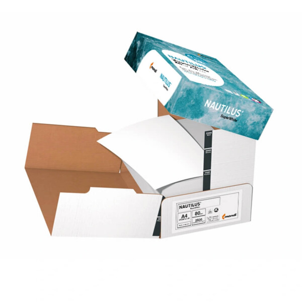 NAUTILUS SuperWhite Recyclingpapier weiß A4 80g - 1 Karton (2.500 Blatt)