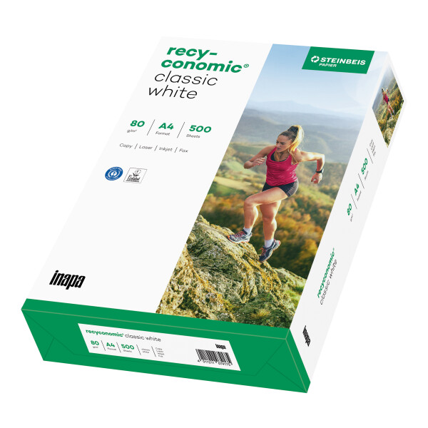RECYCONOMIC Classic Recyclingpapier Naturweiß A3 80g - 1 Karton (2.500 Blatt)