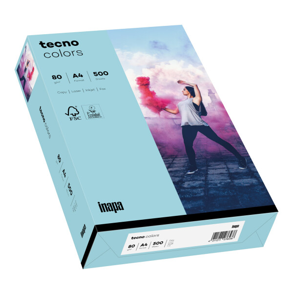 tecno colors mittelblau Kopierpapier A4 80g/m2 - 1 Karton (2.500 Blatt)