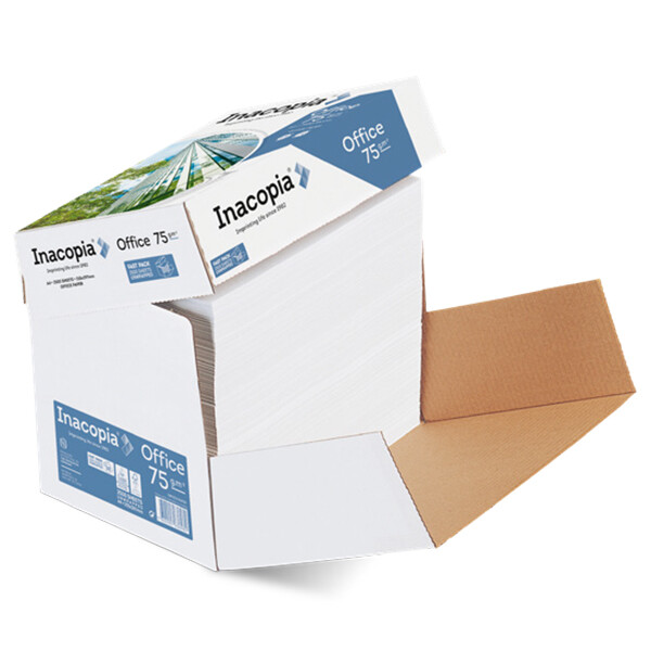 INACOPIA Office 4-fach gelocht Maxbox Businesspapier weiß A4 75g - 1 Karton (2.500 Blatt)