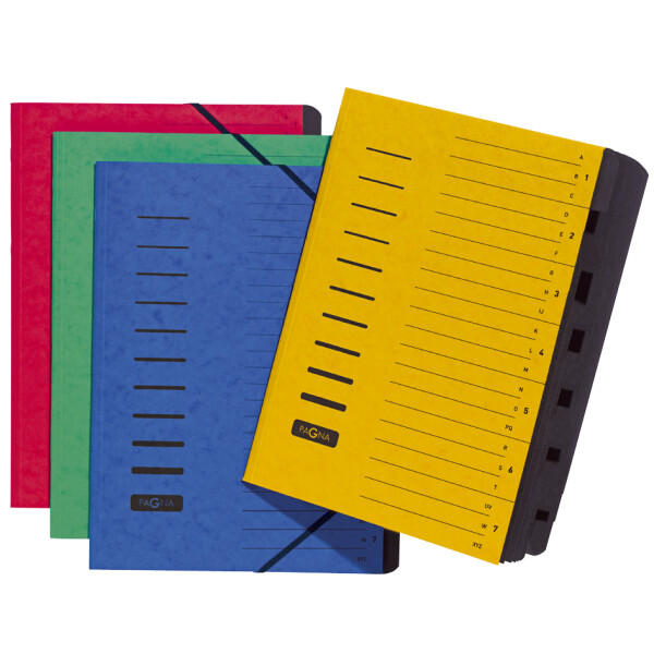 PAGNA Ordnungsmappe, DIN A4, aus Karton, 7 Fächer, grün