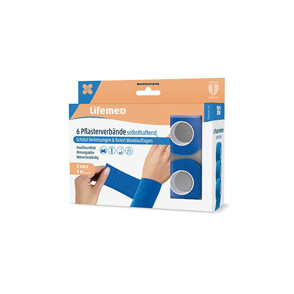 Lifemed Pflasterverband, selbsthaftend, blau, 6er