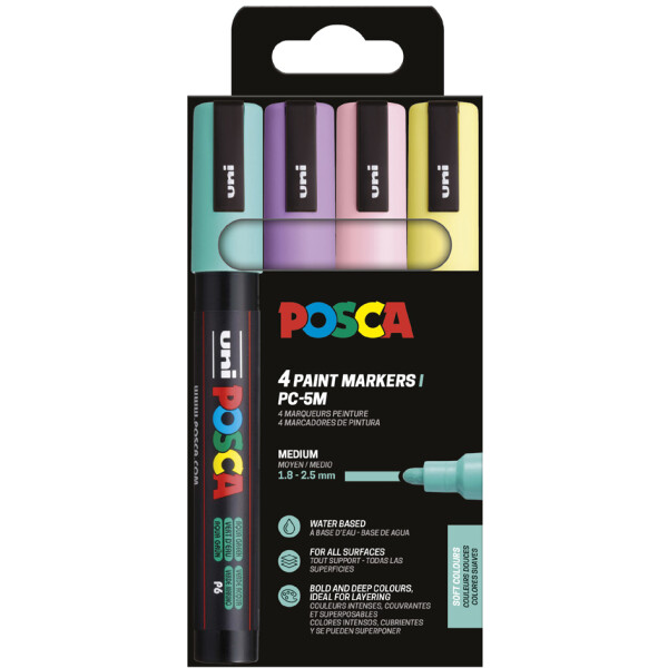 POSCA Pigmentmarker PC5M, 8er Etui, metallic Farben