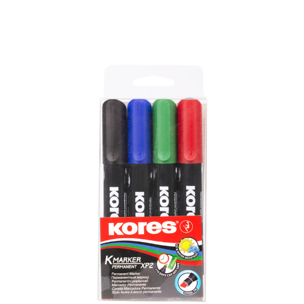 Kores Permanent-Marker "K MARKER", Keilspitze, 4er Etui