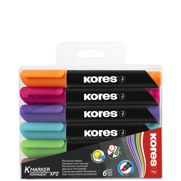 Kores Permanent-Marker "K MARKER", Keilspitze, 4er Etui