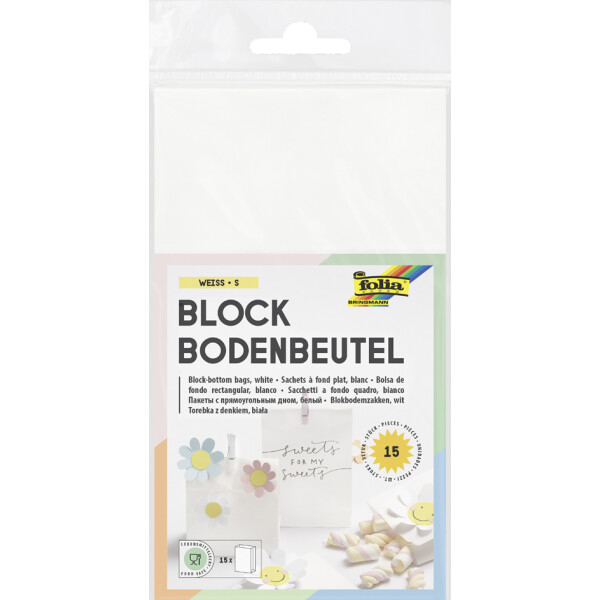 folia Papiertüten mit Blockboden, 100 x 55 x 175 mm, natur