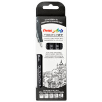 PentelArts Permanent Fineliner Pointliner, schwarz, 5er Set
