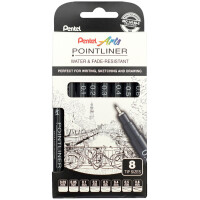 PentelArts Permanent Fineliner Pointliner, schwarz, 5er Set