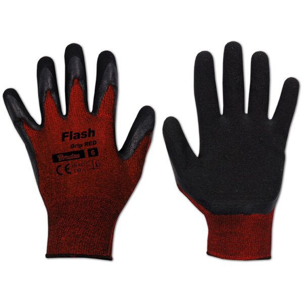 Bradas Arbeitshandschuh Flash Grip RED, schwarz rot, XL
