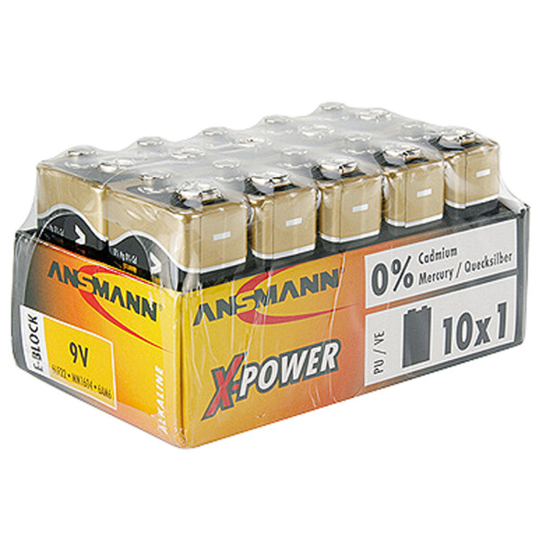 ANSMANN Alkaline Batterie "X-Power",9V E-Block, 10er Display