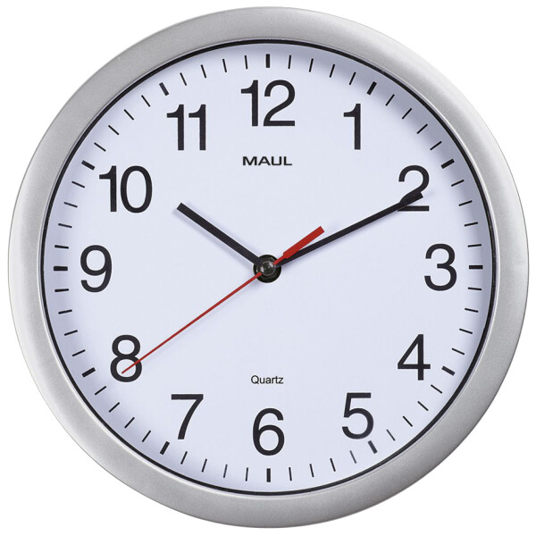 MAUL Wanduhr Funkuhr MAULrun, Durchmesser: 250 mm, silber