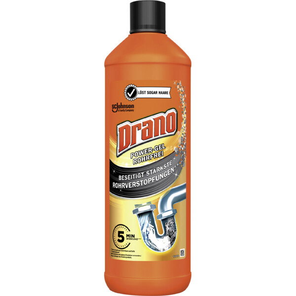 Drano Abflussreiniger POWER-GEL ROHRFREI, 1 Liter