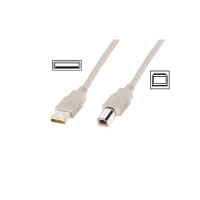 DIGITUS USB 2.0 Anschlusskabel, USB-A - USB-B Stecker, 0,5 m