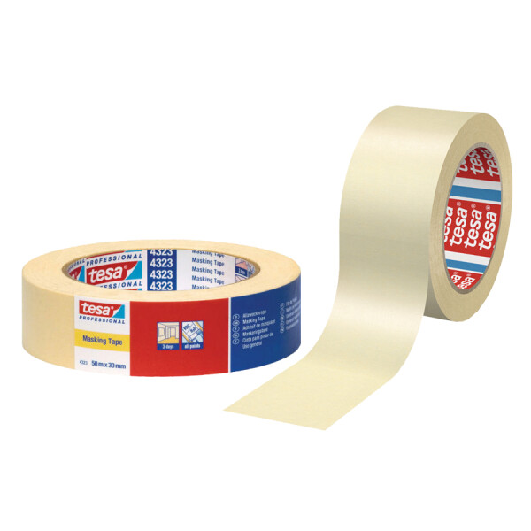 tesa Maler Krepp 4323 Basic Papierabdeckband, 50 mm x 50 m