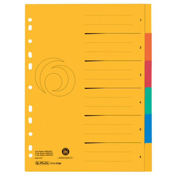 herlitz Karton-Register, A4 Überbreite, 12-teilig