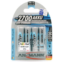 ANSMANN NiMH Akku Premium, Mignon AA, 2.700 mAh, 4er-Blister
