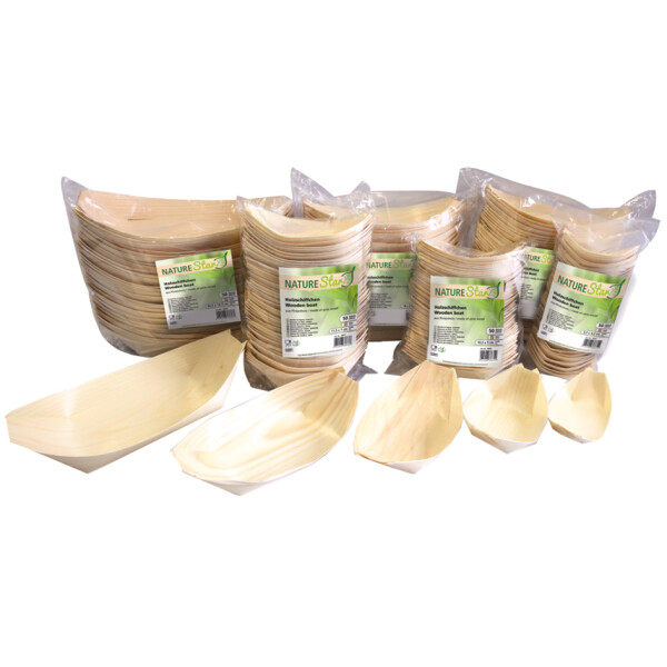 NATURE Star Holz-Schiffchen, aus Pinienholz, 180 x 85 mm