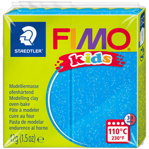 FIMO kids Modelliermasse, ofenhärtend, glitter-blau, 42 g