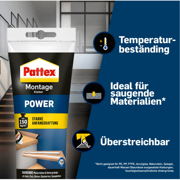 Pattex Montagekleber POWER, weiß, 250 g Standtube